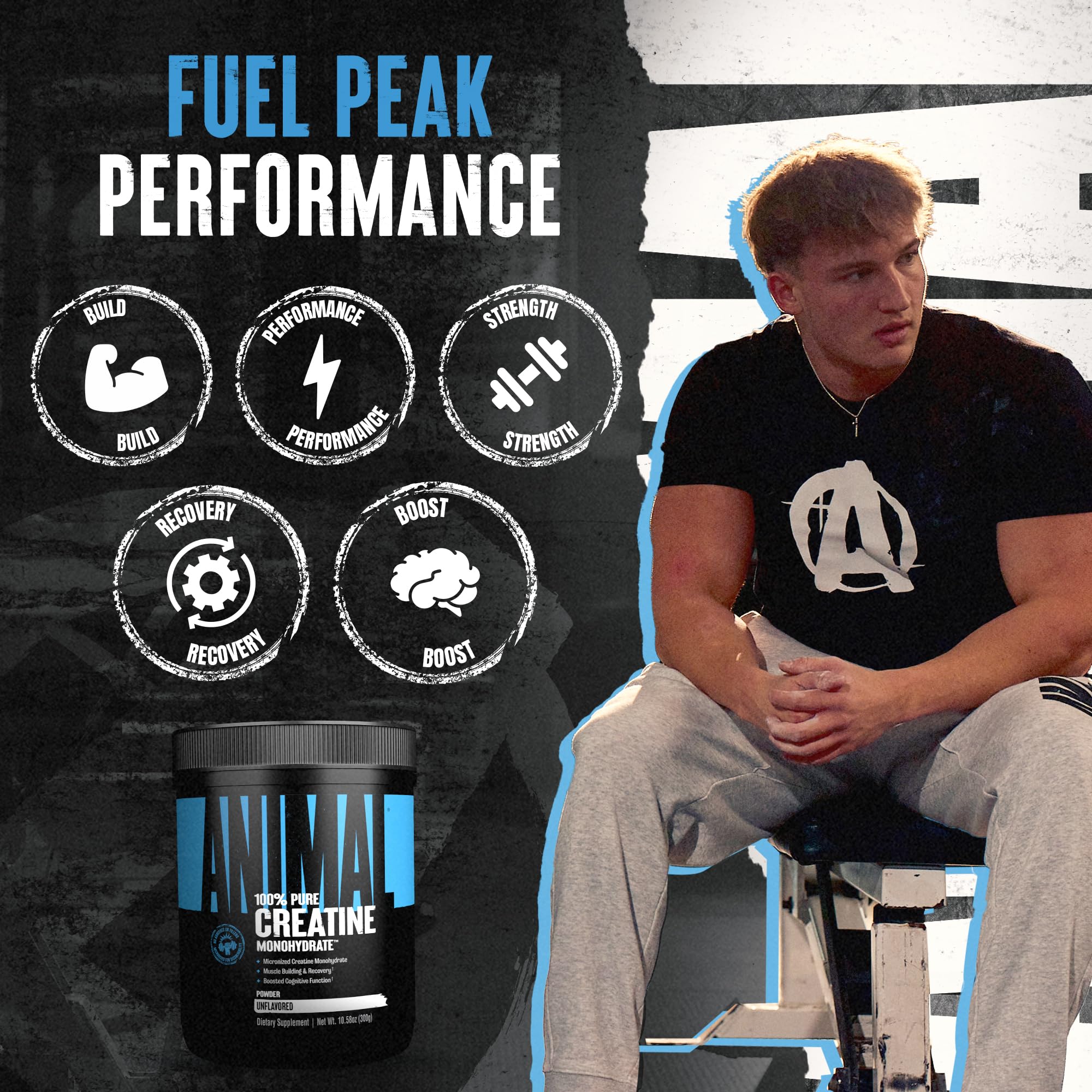 Animal Creatine Monohydrate powder mixed in shaker for quick, smooth blend.