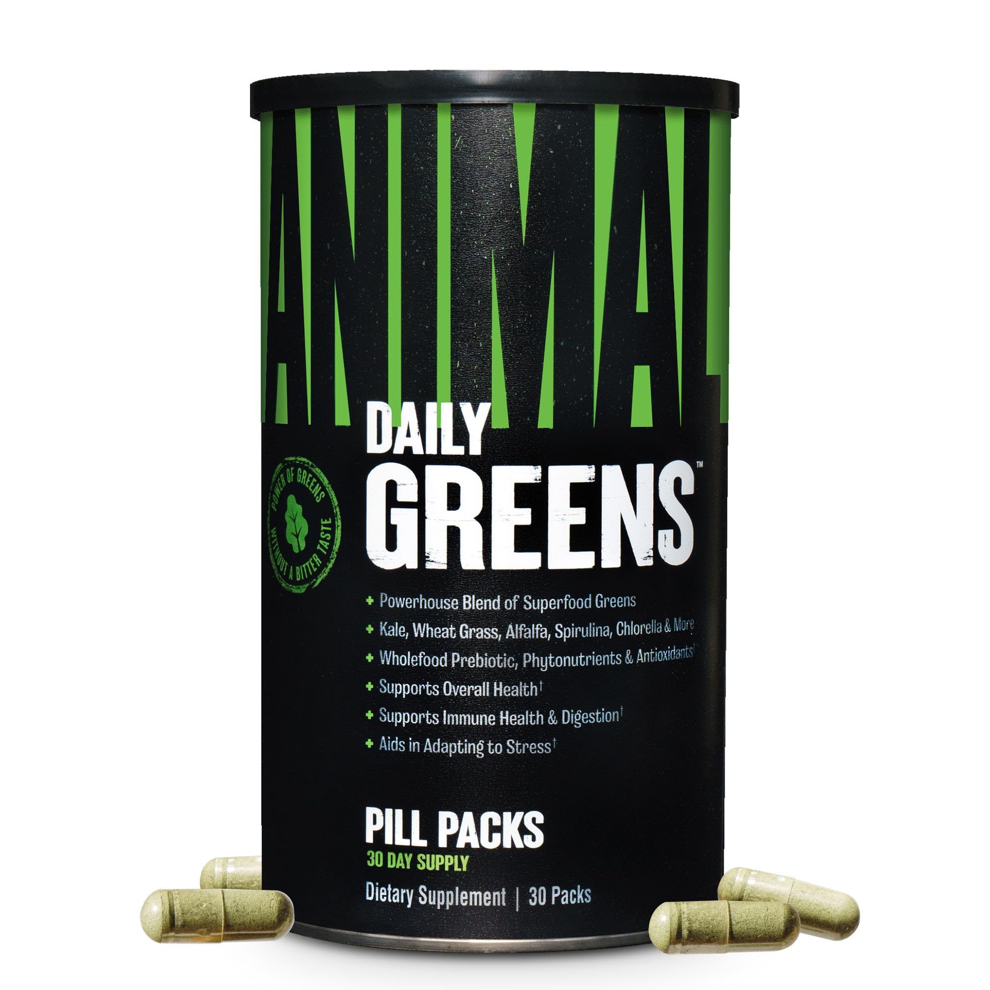Animal Daily Greens packs front view for balanced nutrition on the go.