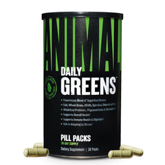 Animal Daily Greens packs front view for balanced nutrition on the go.