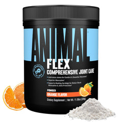 Animal Flex orange-flavor bottle ready for joint support during workouts