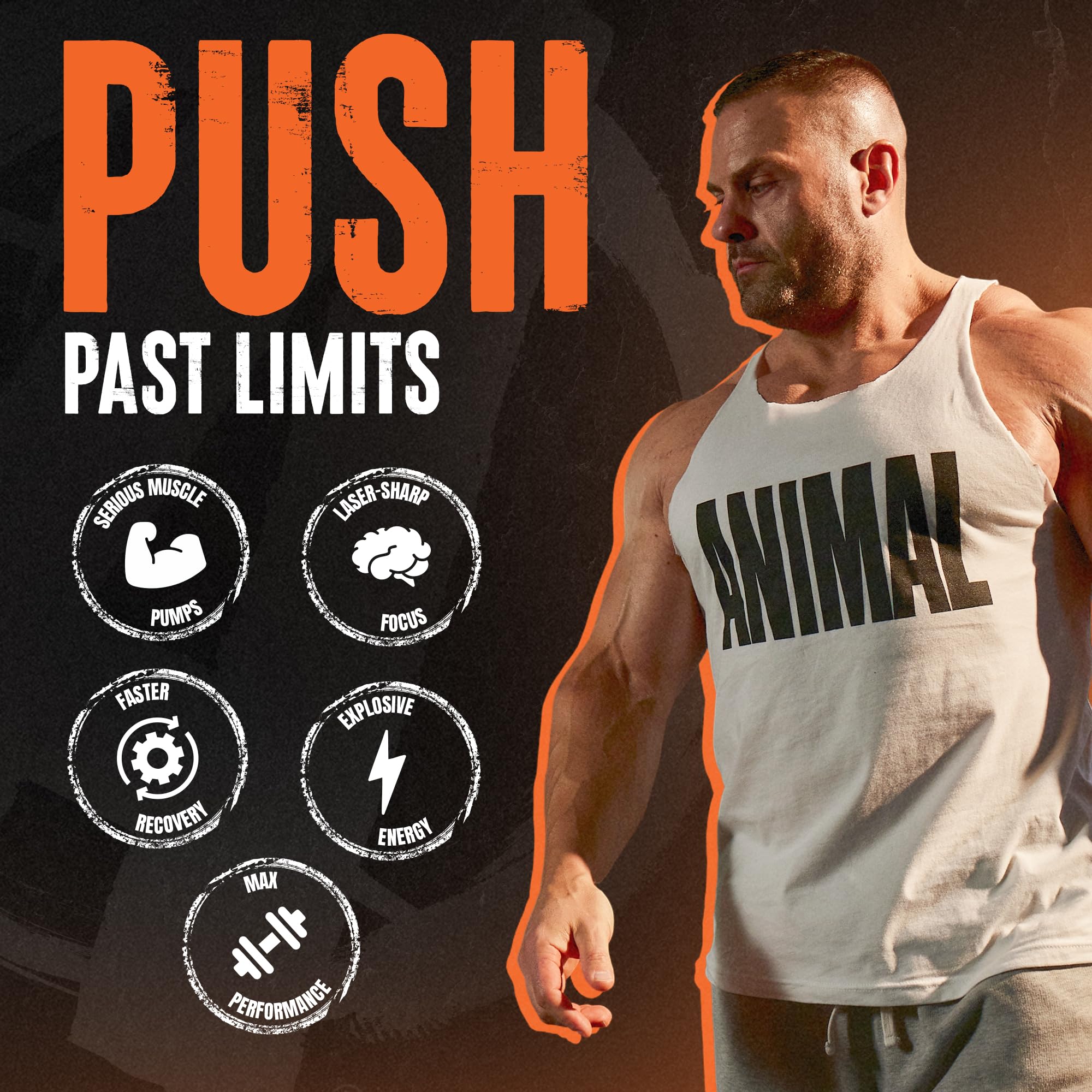 Animal Fury energy focus pump illustrates intensity during training