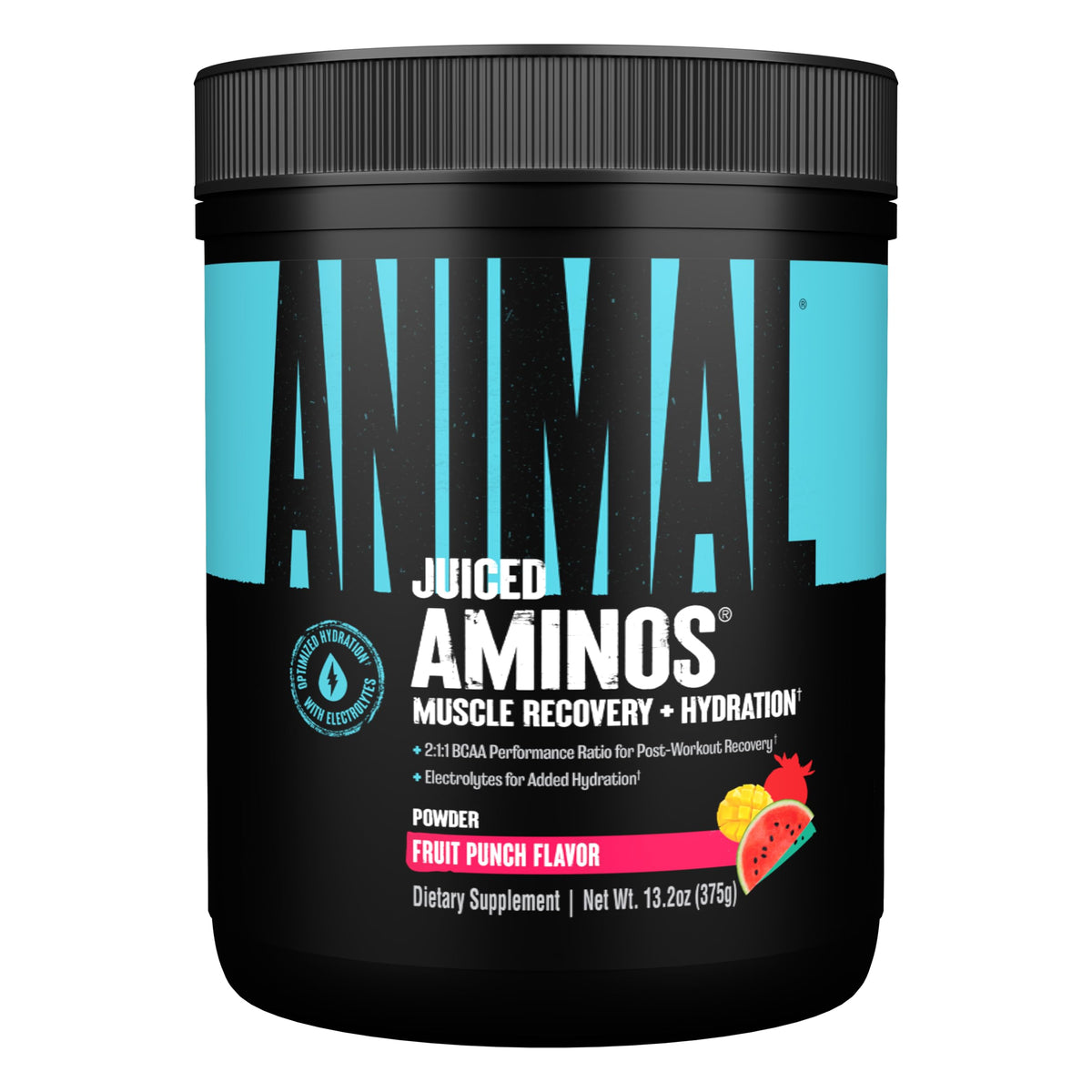 Animal Juiced Aminos powder bottle for post-workout recovery and hydration