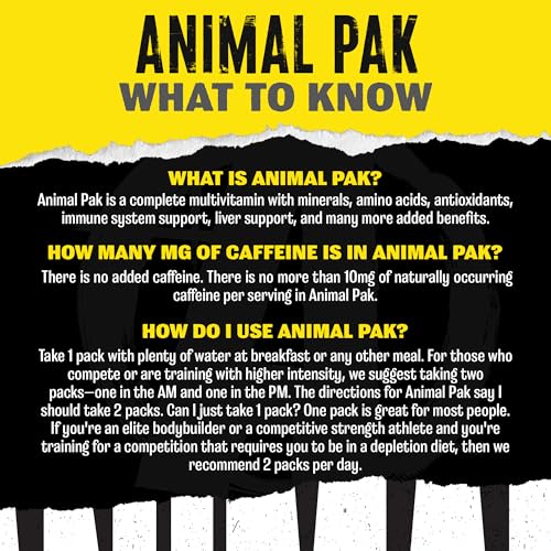 Animal Pak contents—12 essential nutrients in one pack for balanced supplementation.
