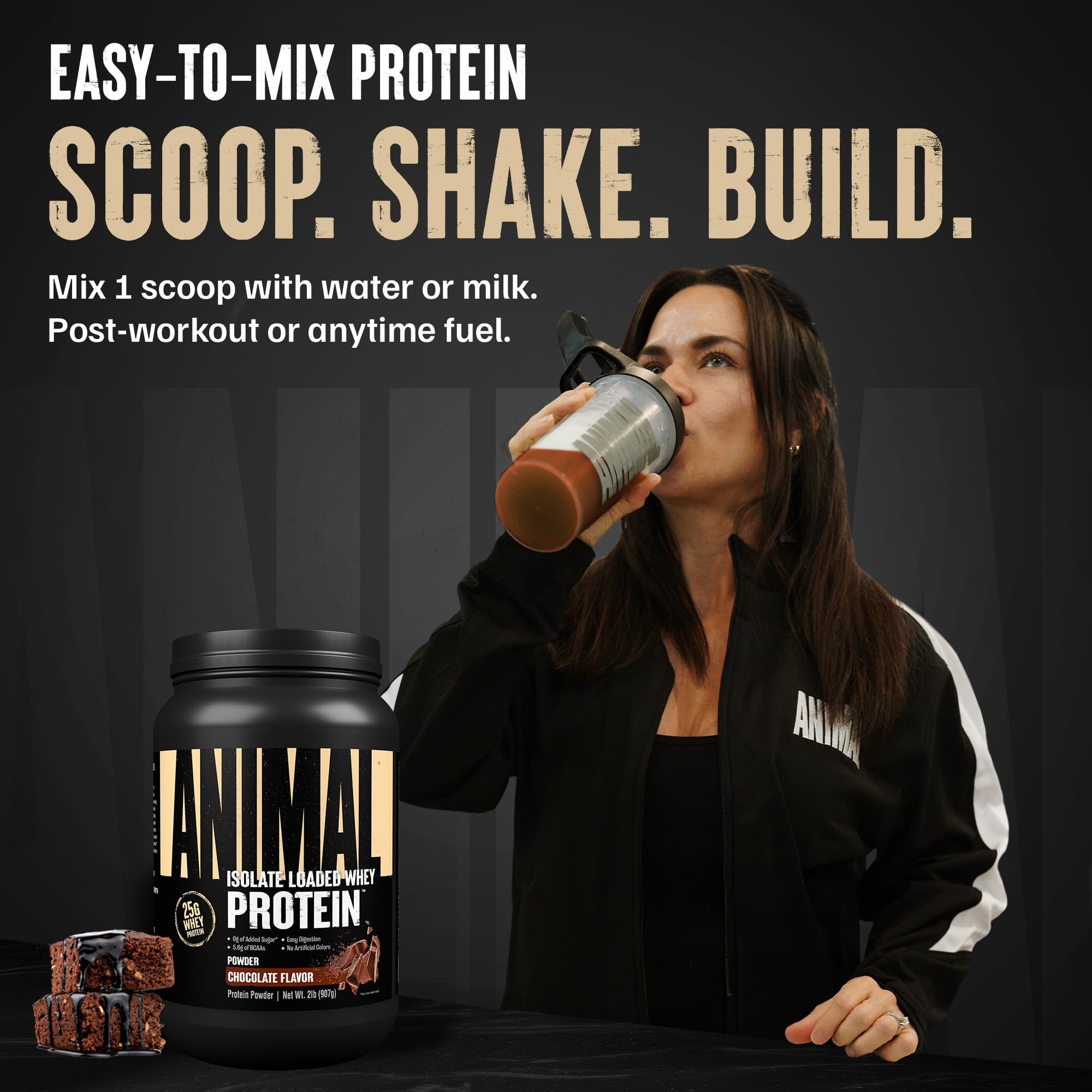 Animal Whey Isolate brownie batter flavor noted for great taste.