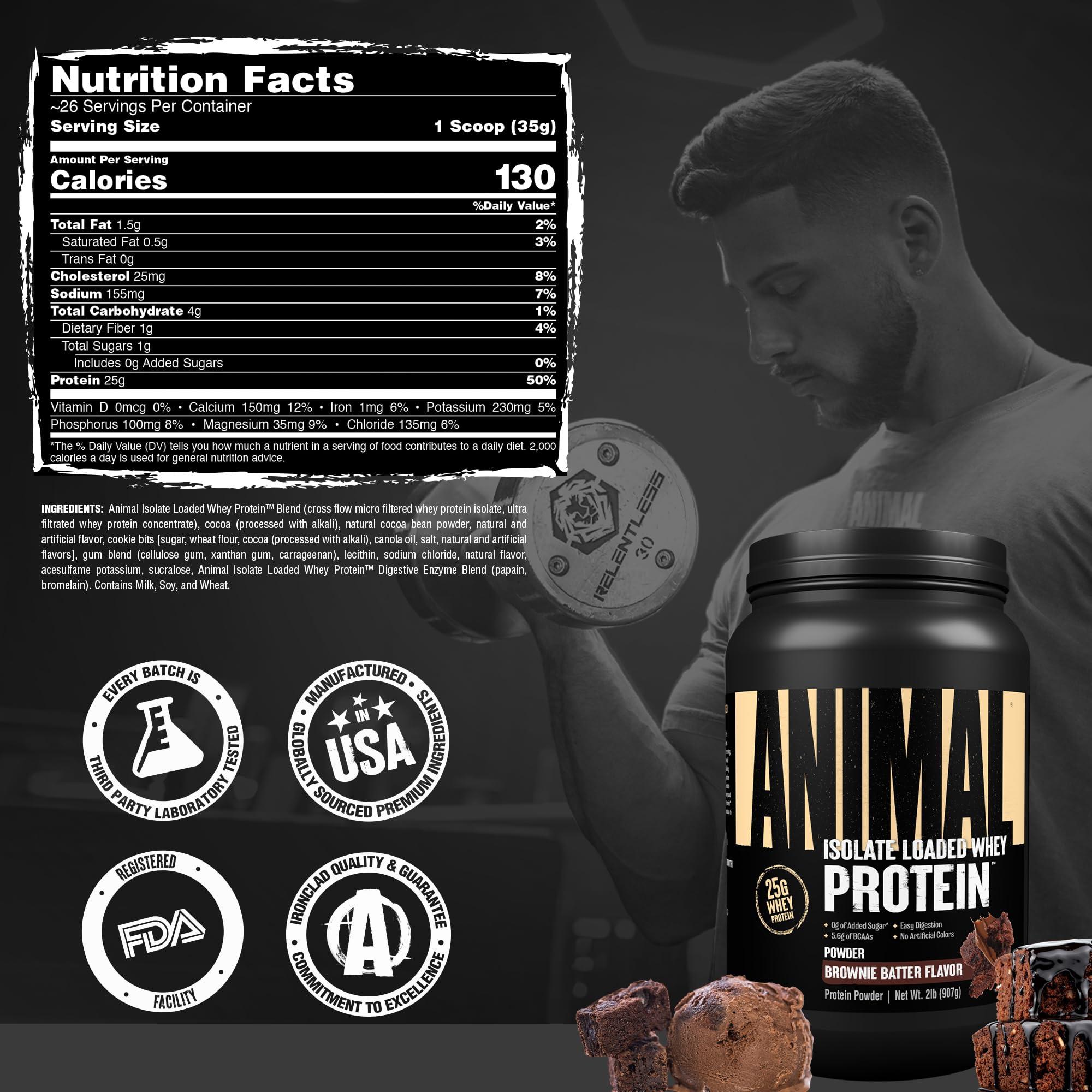 Animal Whey Isolate low sugar formula fits lean nutrition goals.