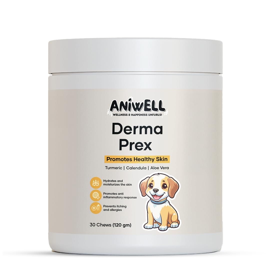 Aniwell DermaPrex bottle with anchovy oil supports skin health and may ease itching