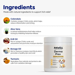 Aniwell DermaPrex bottle highlights krill oil for skin health and moisture