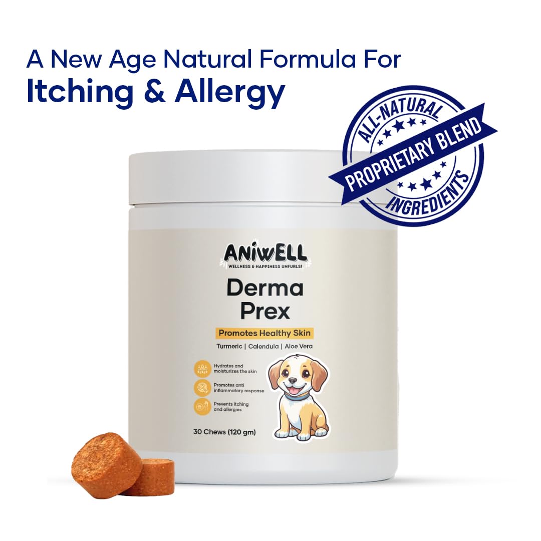 Aniwell DermaPrex bottle with quercetin di-hydrate supports calmer skin
