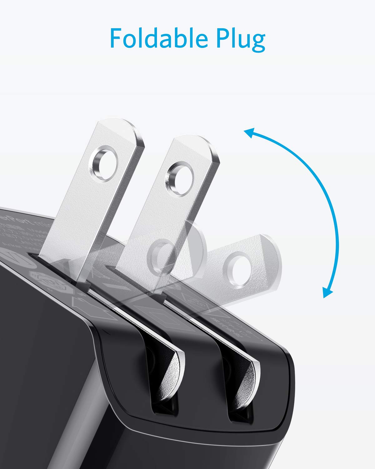 Anker 12W charger side view reveals slim desk-friendly profile.