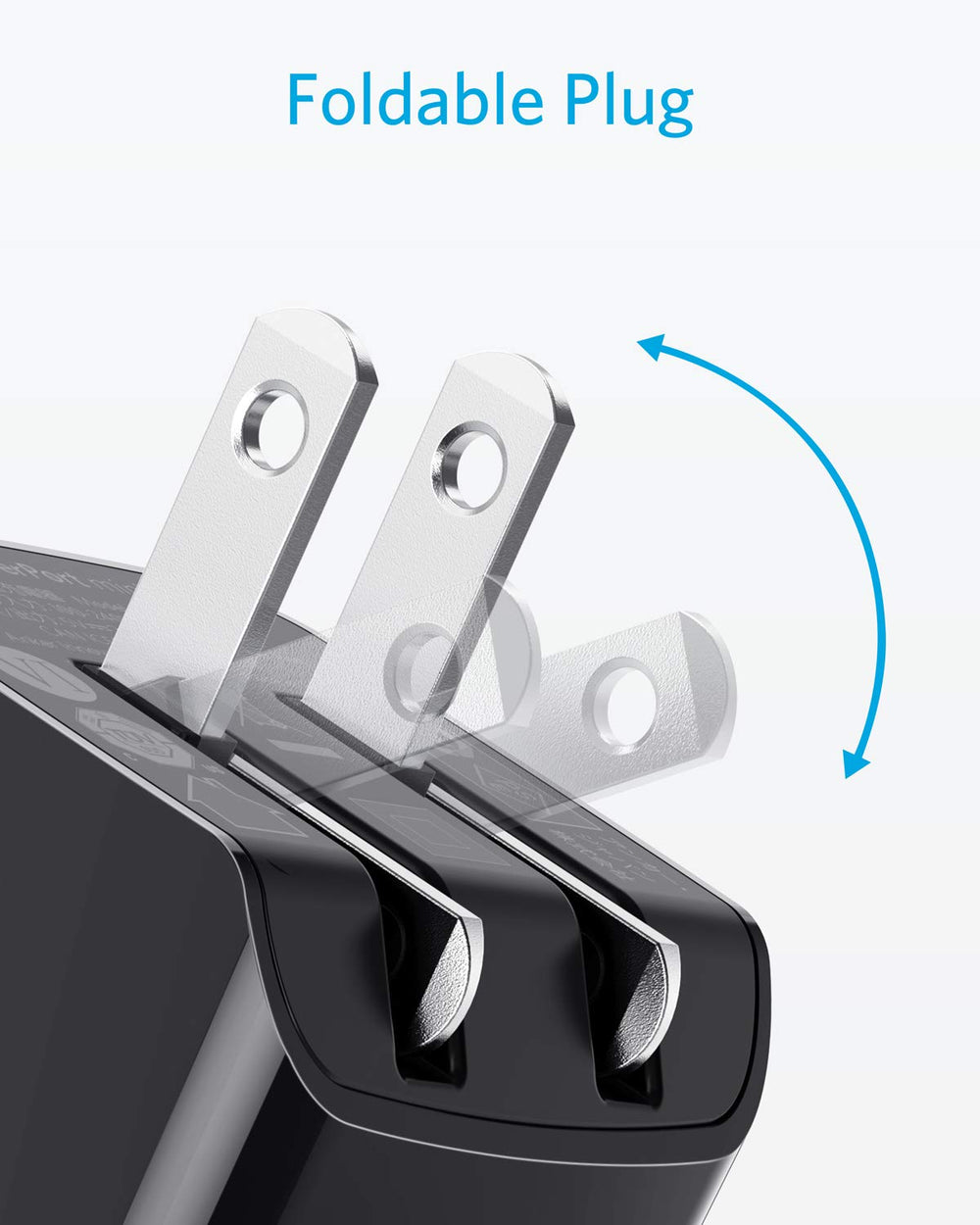 Anker 12W charger side view reveals slim desk-friendly profile.