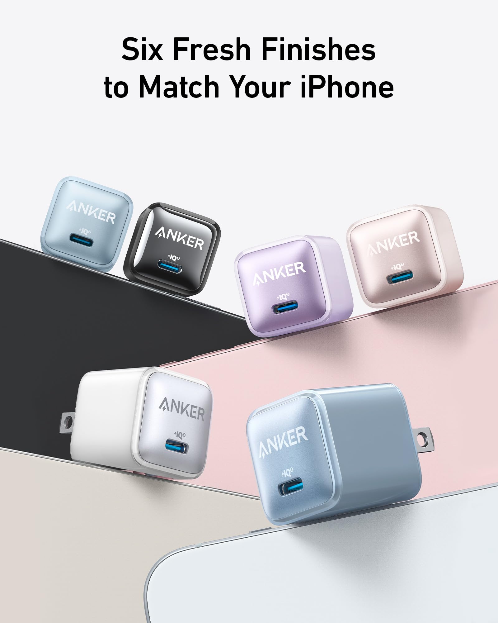 Anker 511 Charger color options on display.