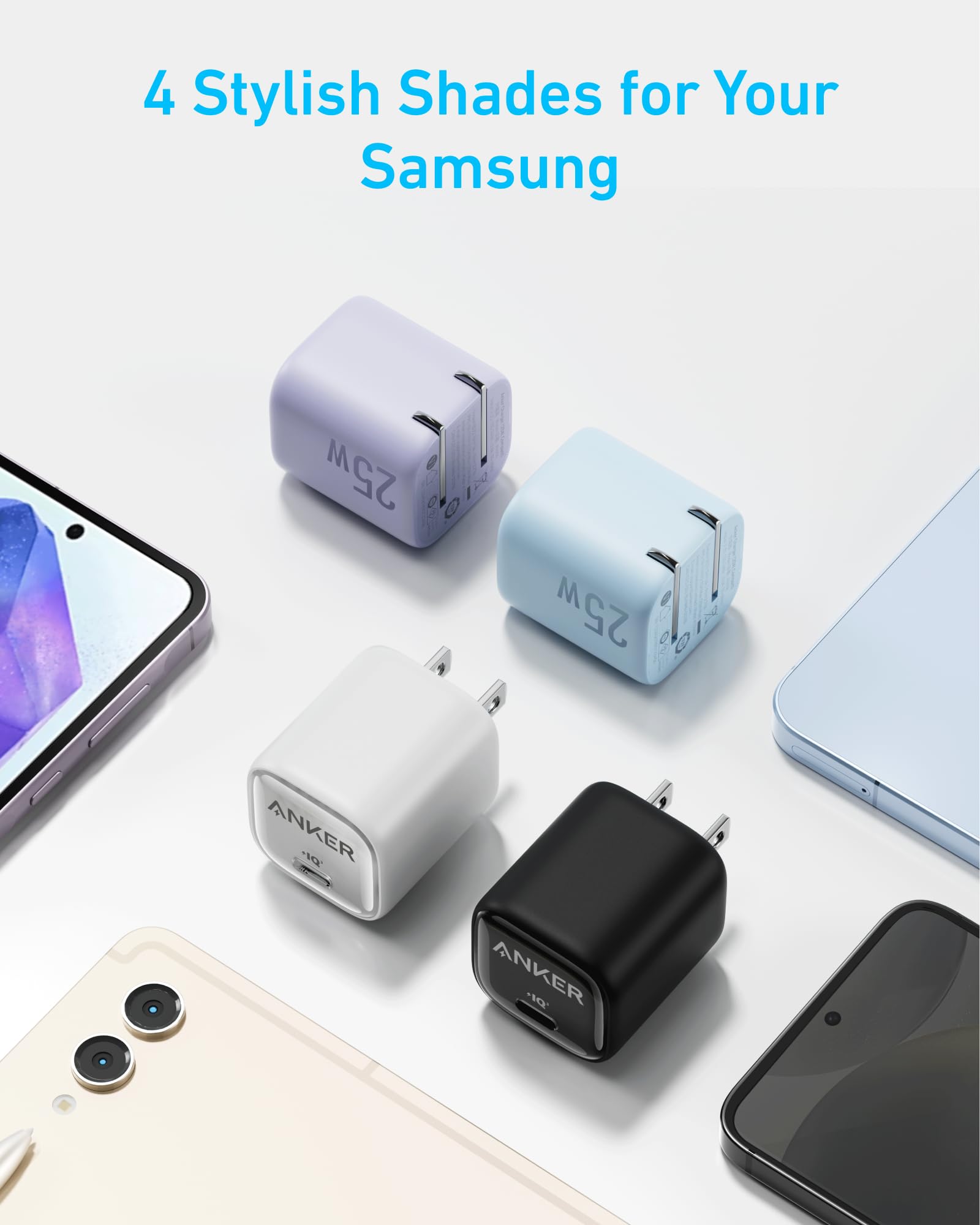 Anker 5 ft USB-C cable included for flexible charging setups
