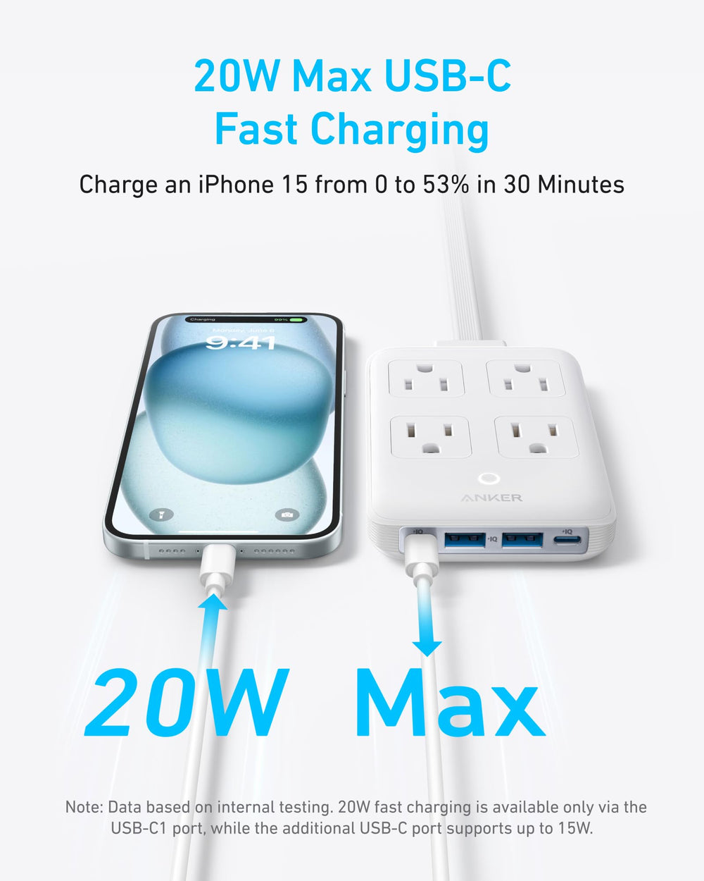 Anker Charging Station showing two USB-C ports for fast device charging.