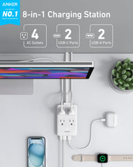 Anker Charging Station with a 5 ft slim cord keeps desks tidy and accessible.
