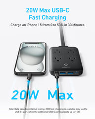 Anker charging station thin cord design, easy to carry in bag.