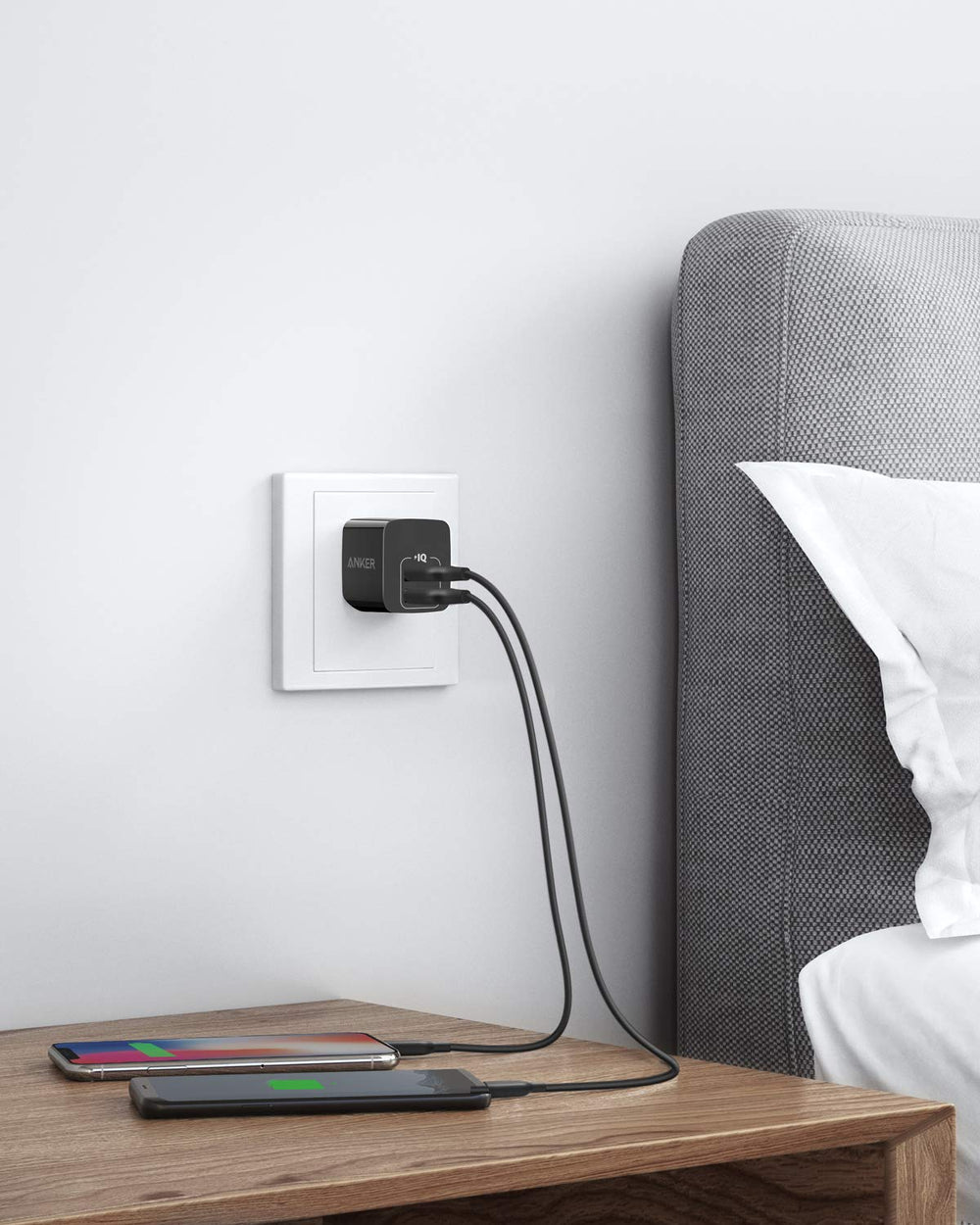 Anker compact USB charger box suggests easy setup and safety.