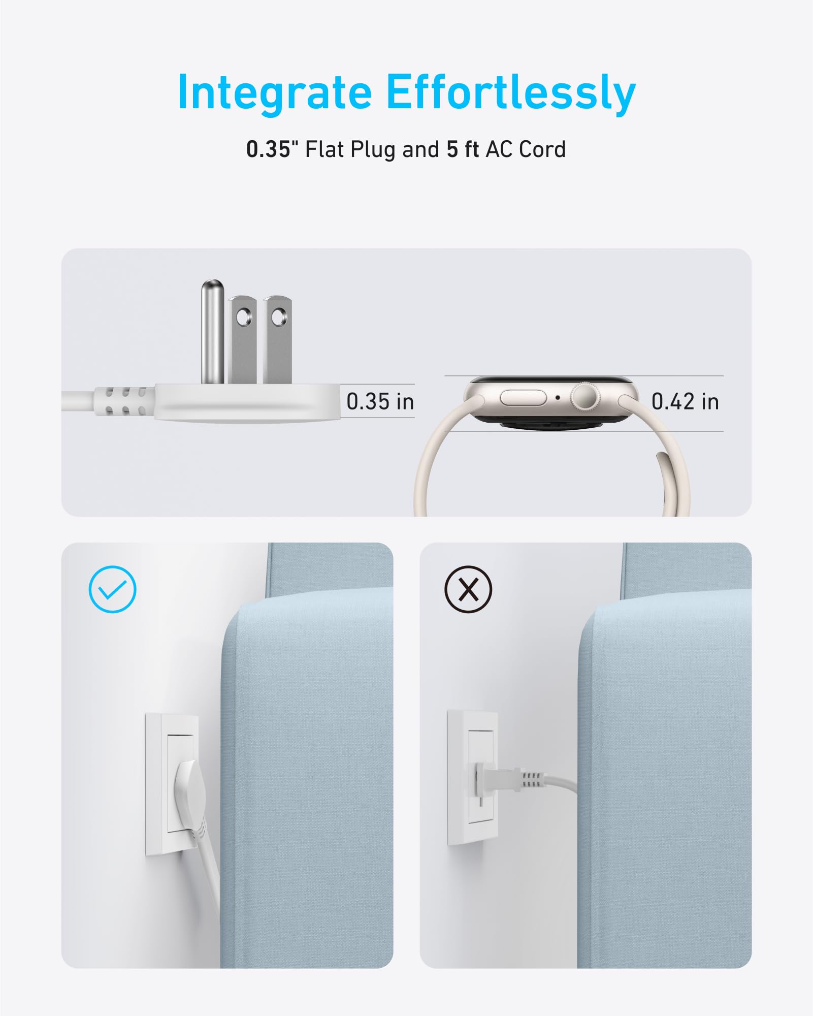 Anker 9-in-1 flat plug and 5ft cable for tidy setups