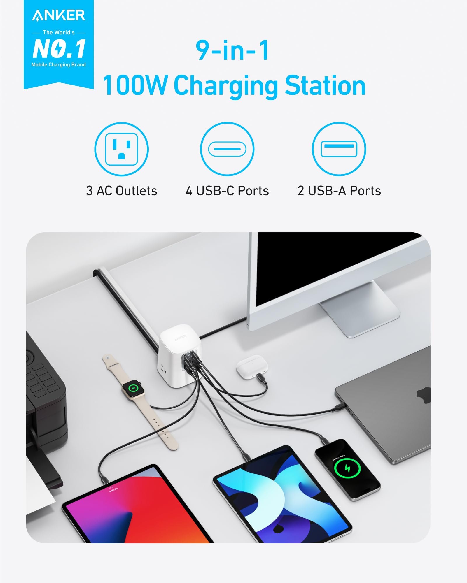 Anker 9-in-1 USB-C ports close-up highlighting fast charging potential