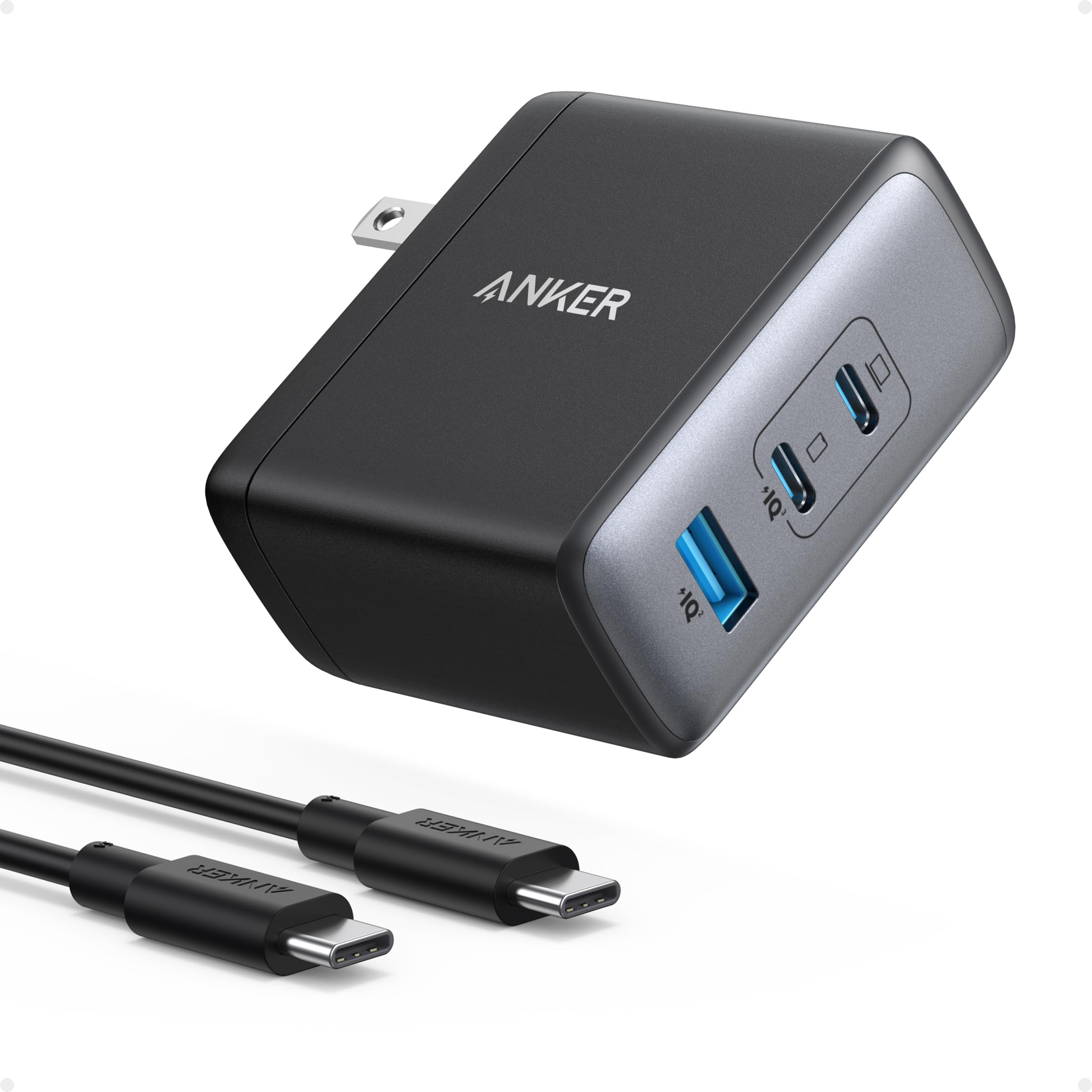 Anker Nano 100W charger front view powering multiple devices
