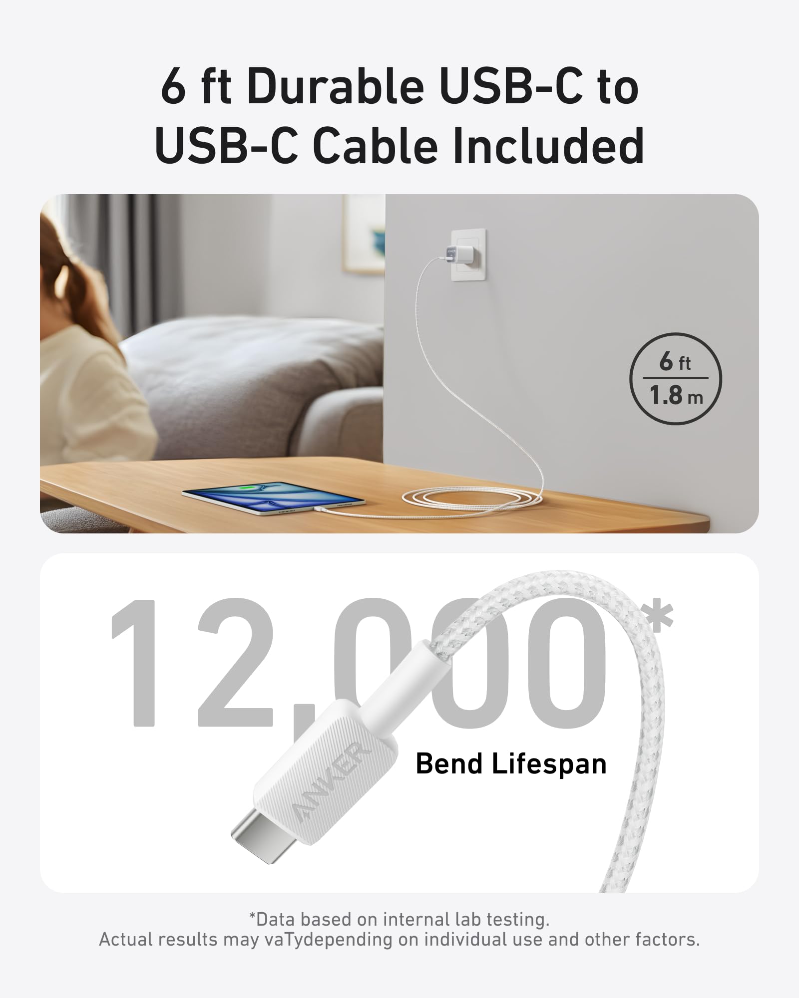 Anker Nano 30W charger cable-attached; tidy setup for desk or bag.