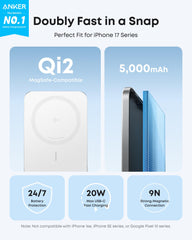 Anker Nano MagSafe Power Bank magnetic attachment demonstrates easy MagSafe alignment on iPhone.