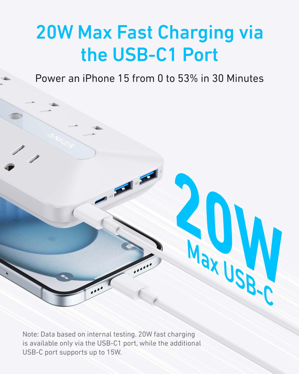 Anker Outlet Extender features 15-degree angled outlets for easier plug-in.