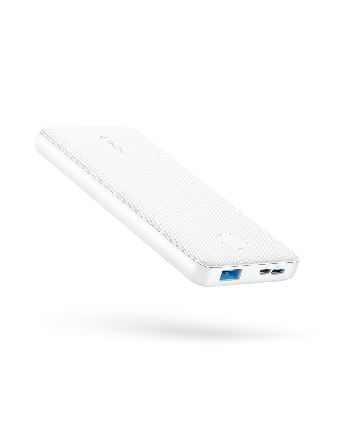 Anker Power Core 10K front view, ultra-slim power bank for on-the-go charging.