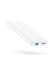 Anker Power Core 10K front view, ultra-slim power bank for on-the-go charging.