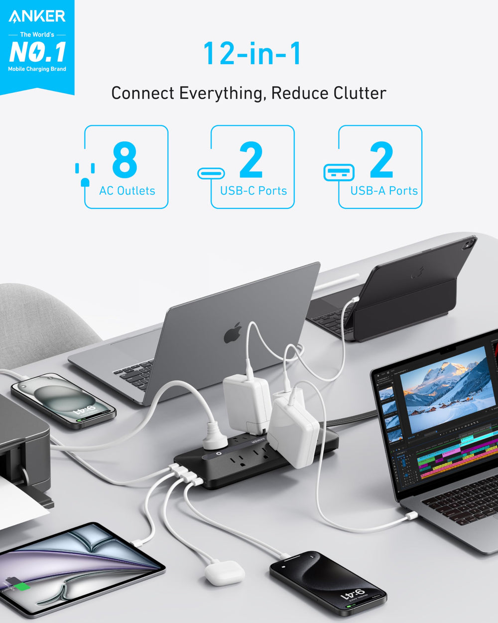 Anker Power Strip USB-C 35W fast charging for quick power.