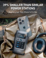 Anker SOLIX C200 compact travel design fits in a backpack