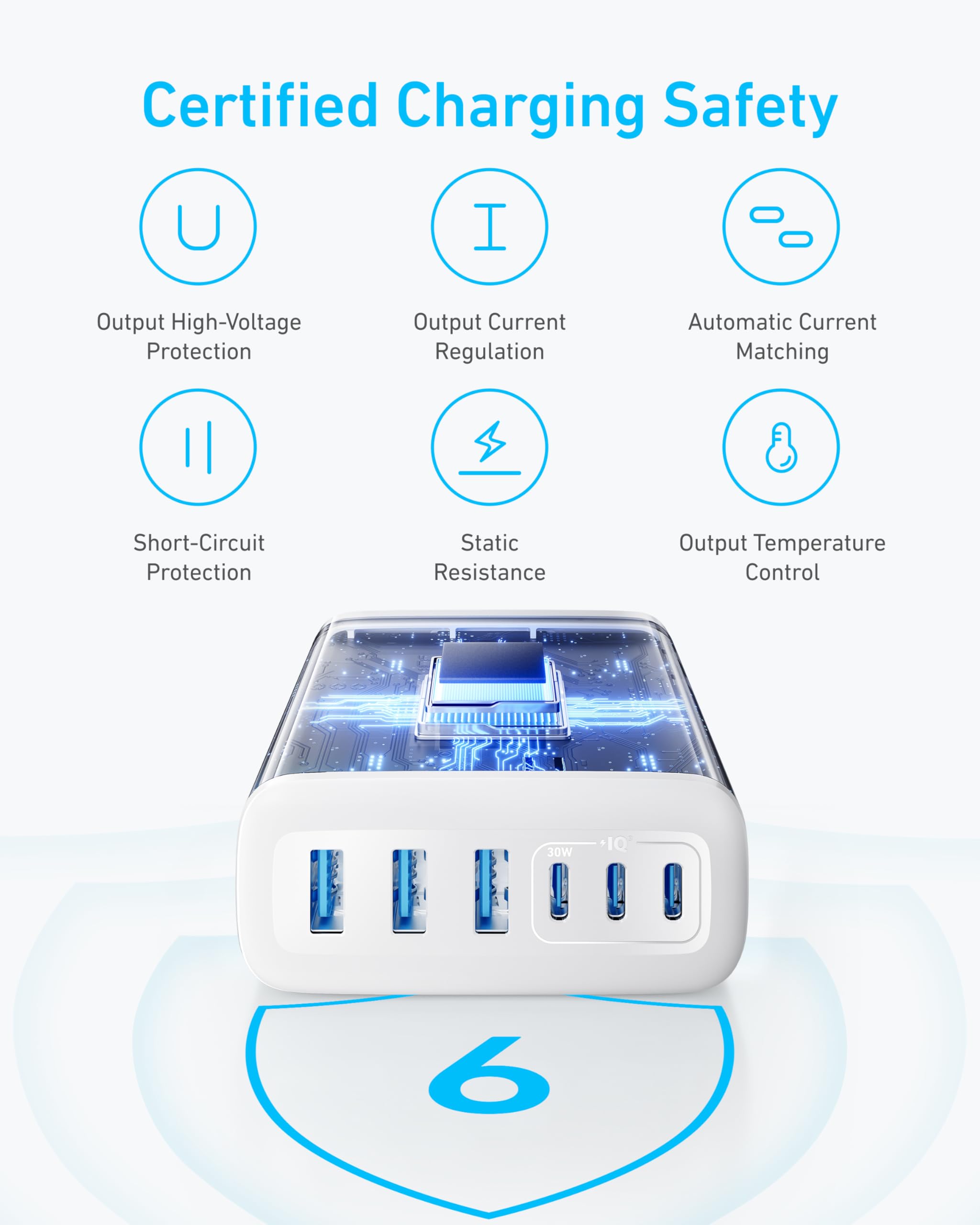 Anker compact desktop charger fits small spaces while powering several devices