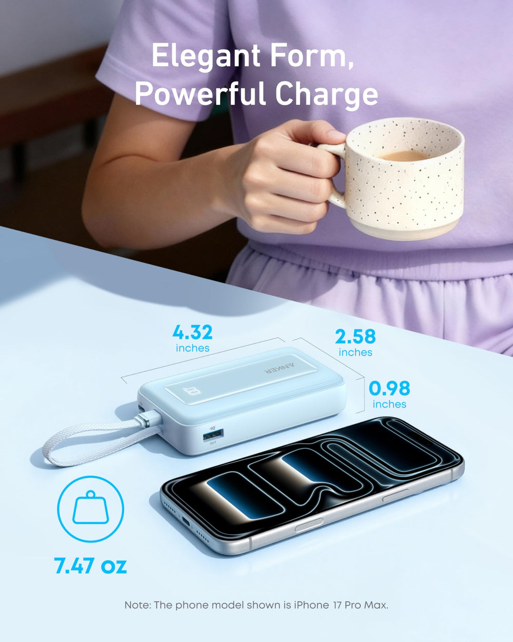 Anker Zolo Power Bank with ActiveShield 2.0 temperature management.