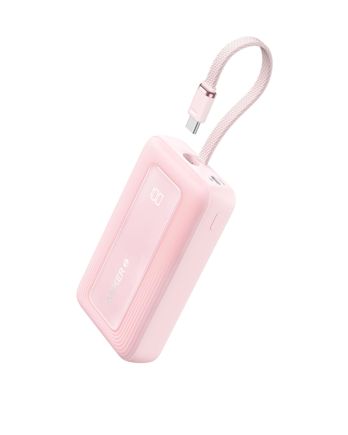Anker Zolo power bank with built-in USB-C cable for on-the-go charging.
