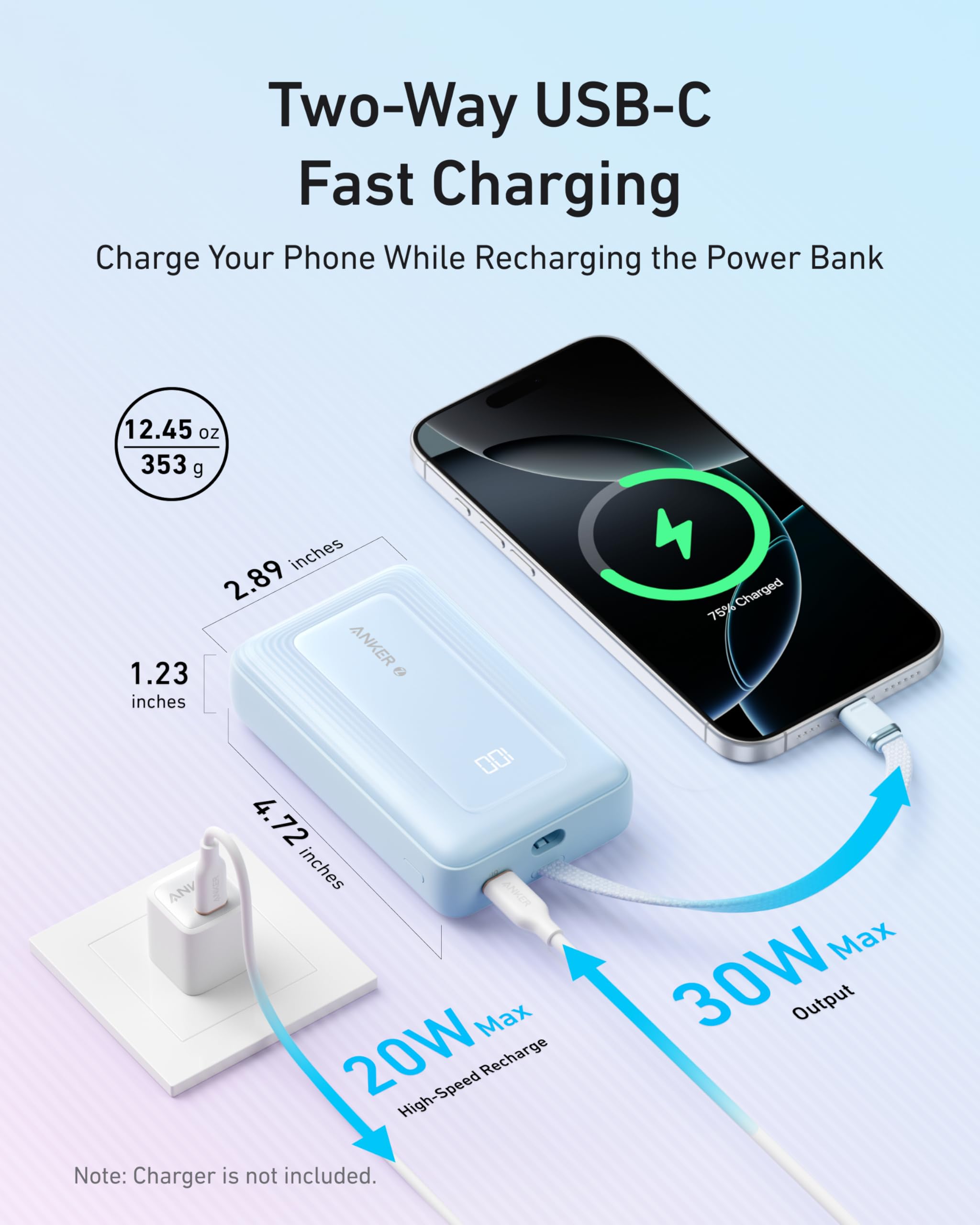 Anker Zolo Power Bank sleek black finish looks stylish.
