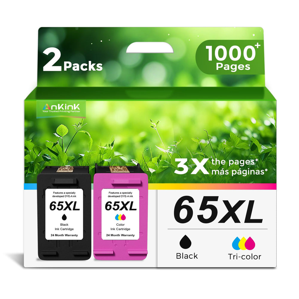 Ankink 65XL black ink cartridge for HP printers, reliable setup and crisp text.