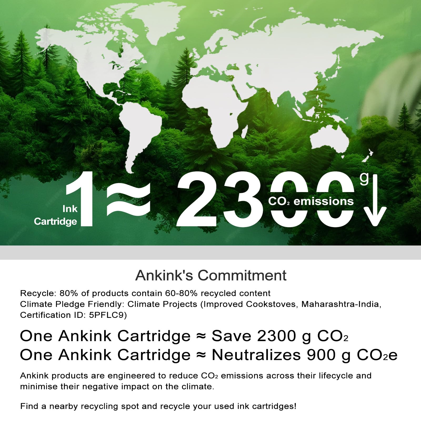 Ankink 65XL color ink cartridge for HP printers with vibrant color.