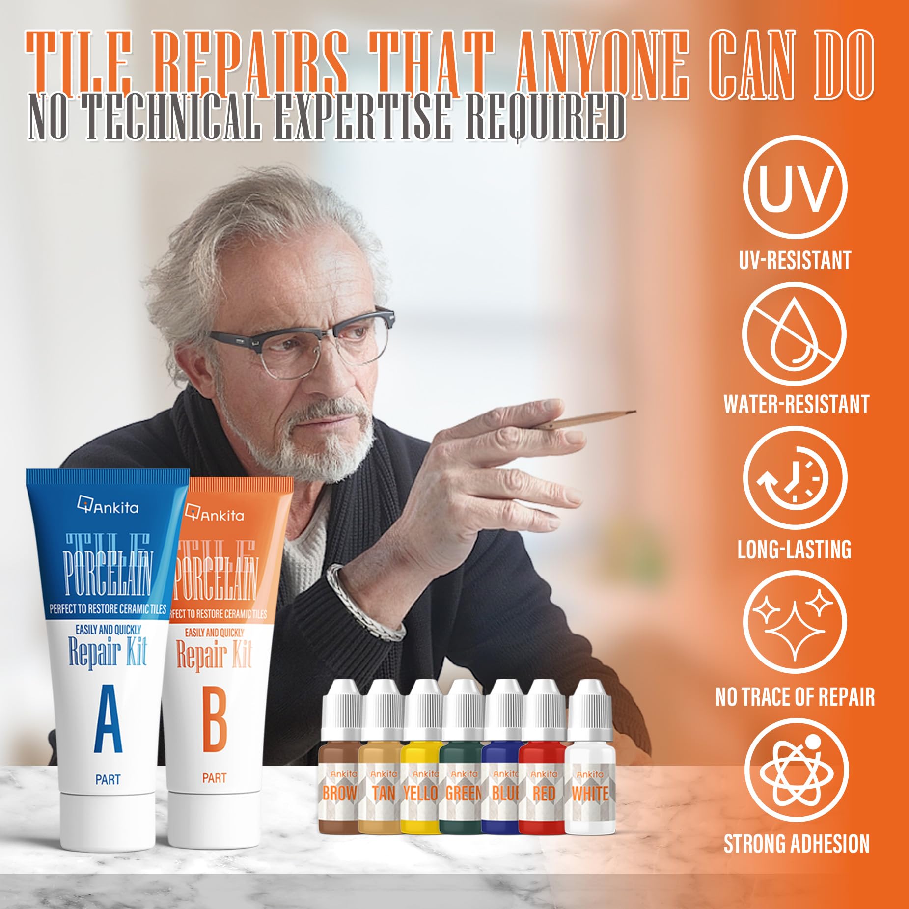 Ankita Tile Repair Kit shows easy DIY steps for beginners.