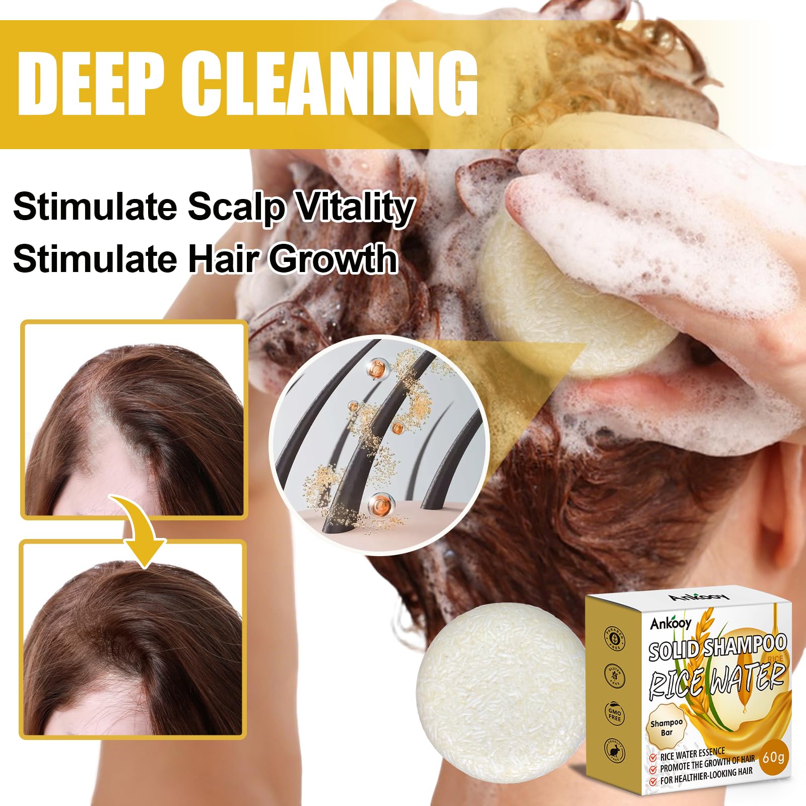 ANKOOOY travel-friendly shampoo bars in compact tin for convenient on-the-go cleansing.