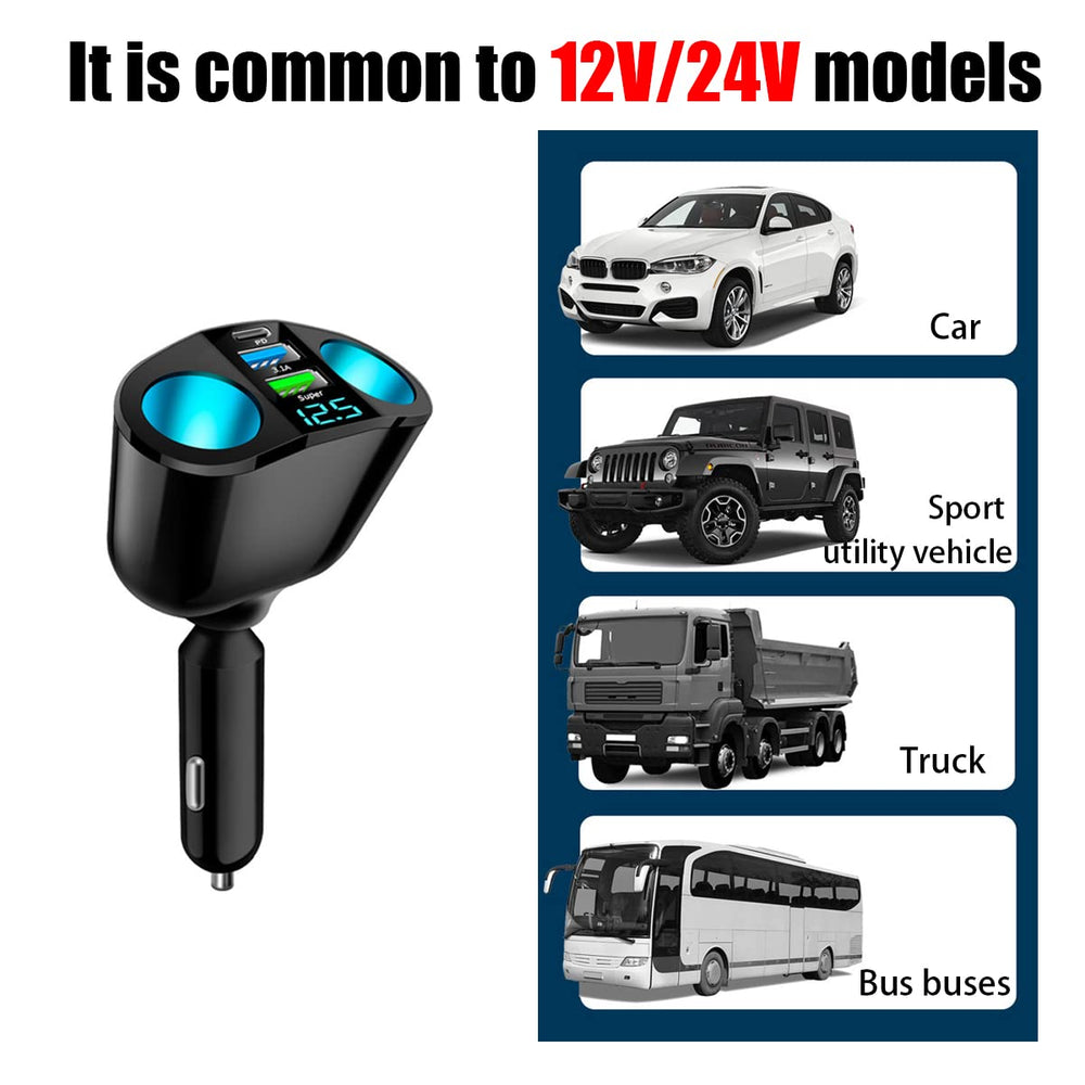 Ankuee car lighter splitter supports dash cams and USB devices with fast charging.