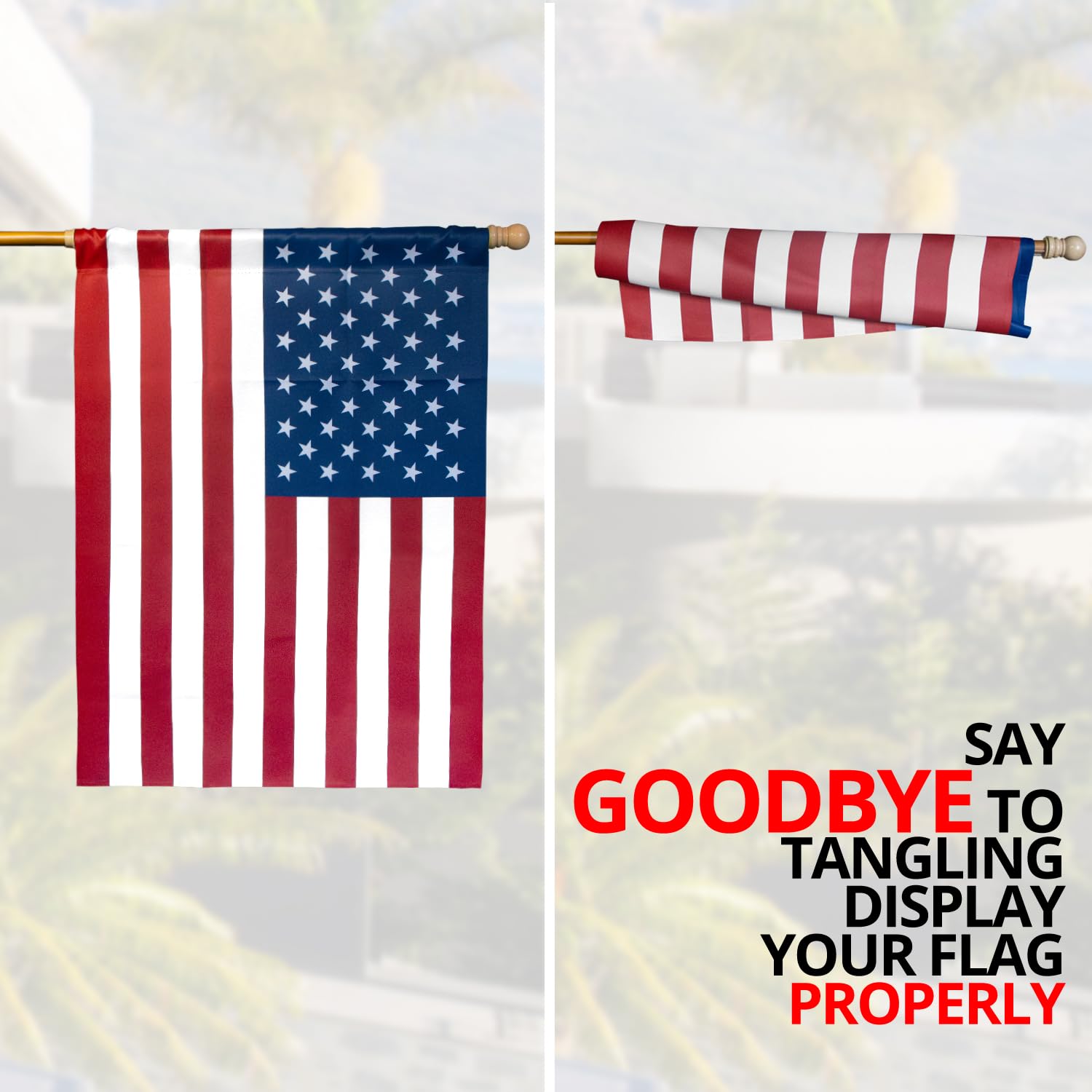 Anley 56-inch pine pole fits most sleeved house flags for easy setup.
