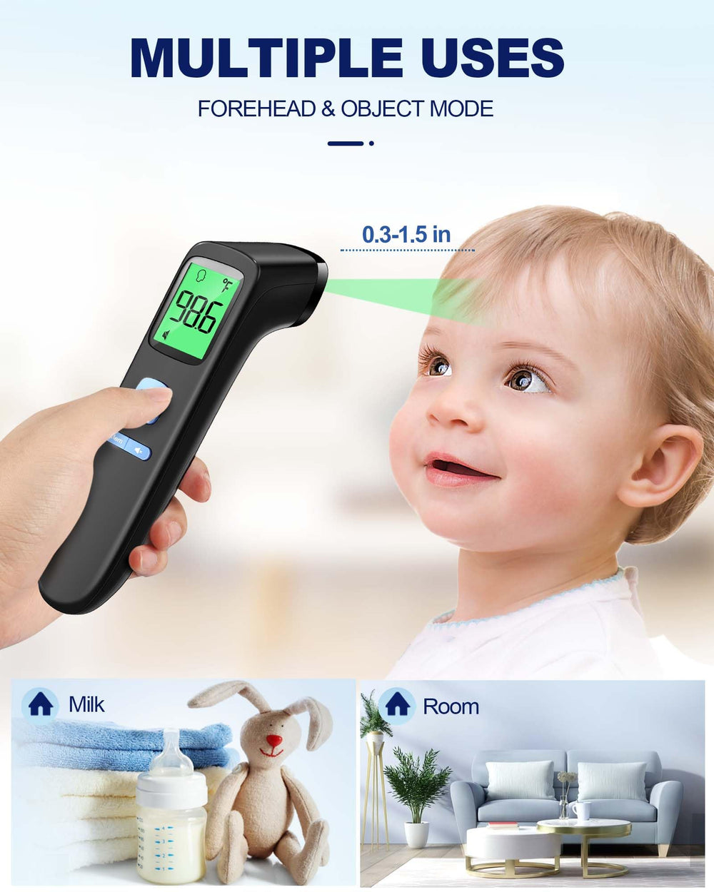 ANMEATE forehead thermometer with kid-friendly ergonomic design