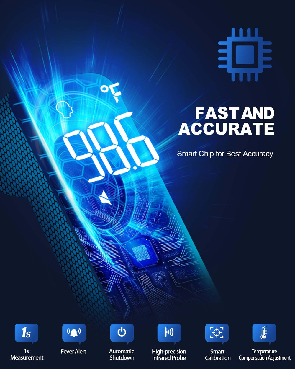 ANMEATE no-touch forehead thermometer backlit display for easy night use