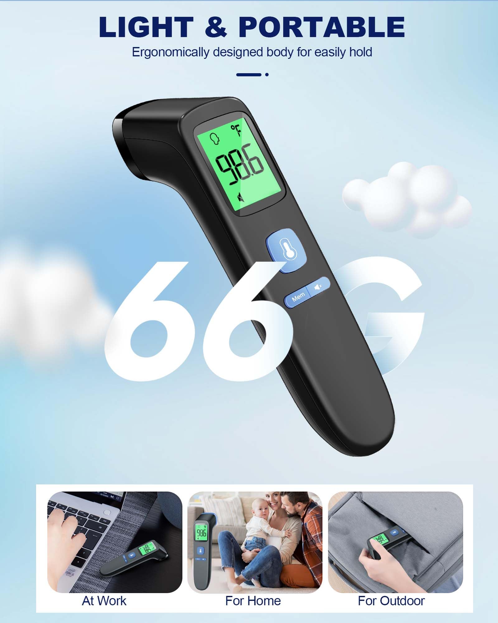 ANMEATE thermometer packaging includes batteries and user manual