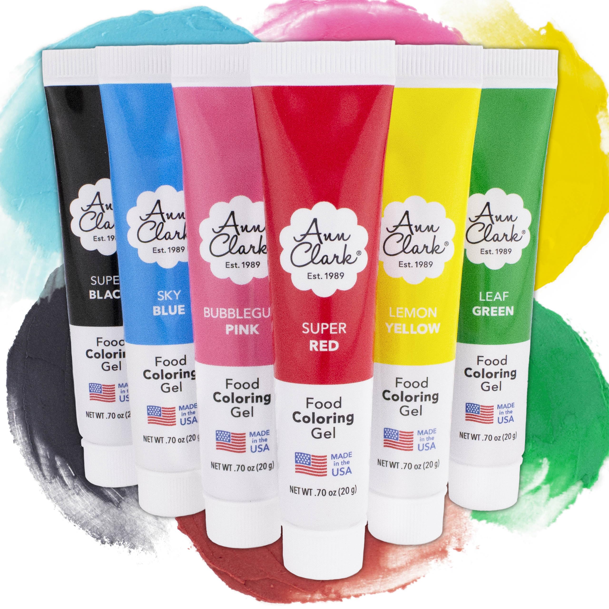 Ann Clark gel color tubes for vibrant icing results.