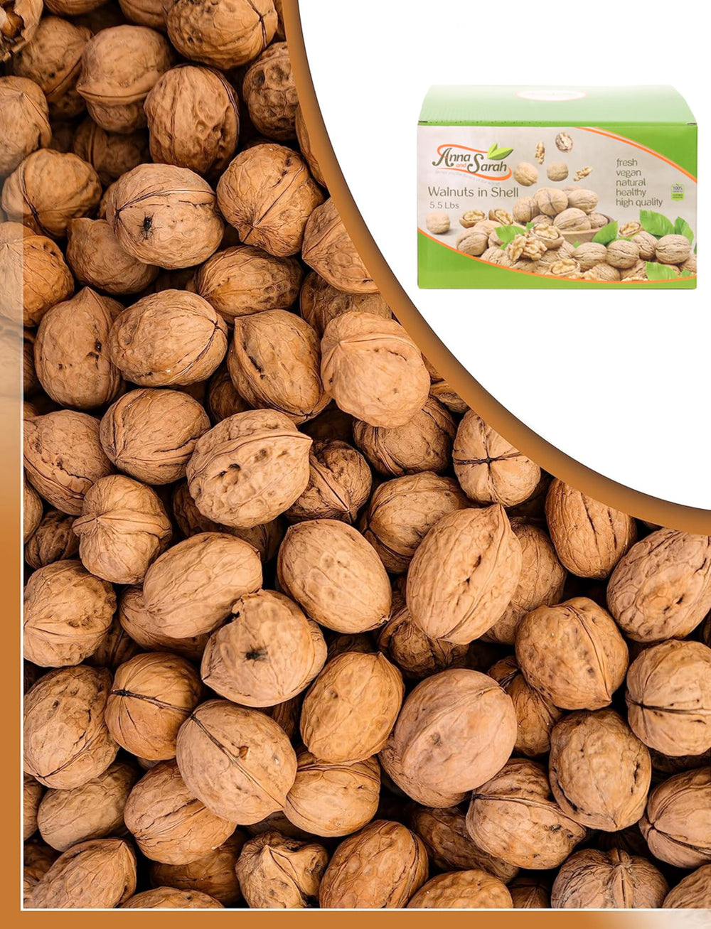 Anna and Sarah natural unbleached walnuts preserve color and authentic shell appearance