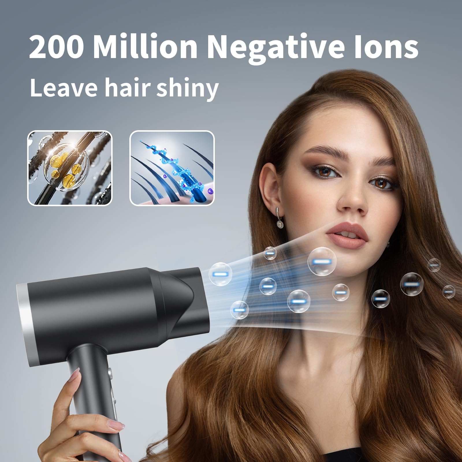 ANNE BETTY dryer with concentrator attachment enables precise, sleek styling