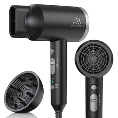 ANNE BETTY Ionic Hair Dryer front view showing fast drying and frizz control