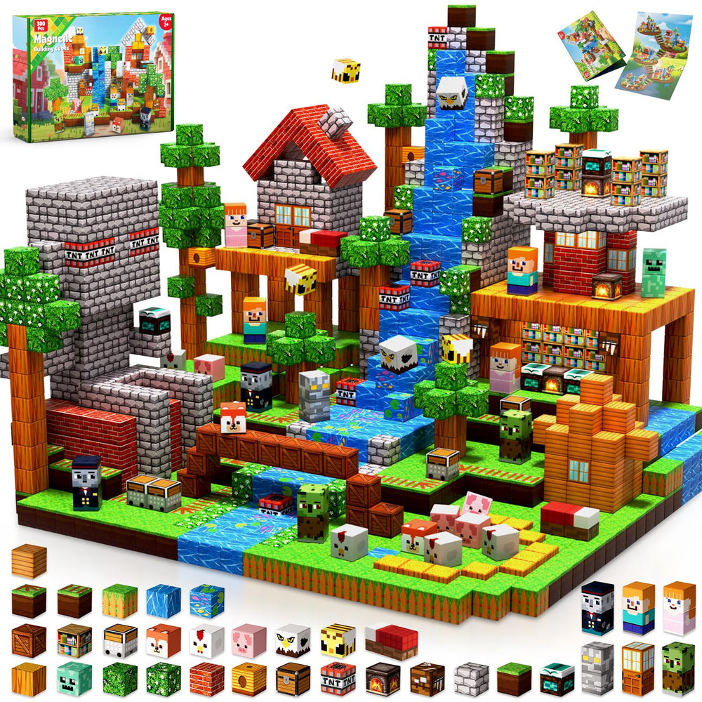 Annexfun 300 PCS Magnetic Blocks set with colorful cubes boosts fine motor skills.