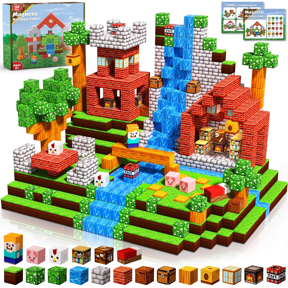Annexfun grassland blocks 100pcs for imaginative building play and storytelling