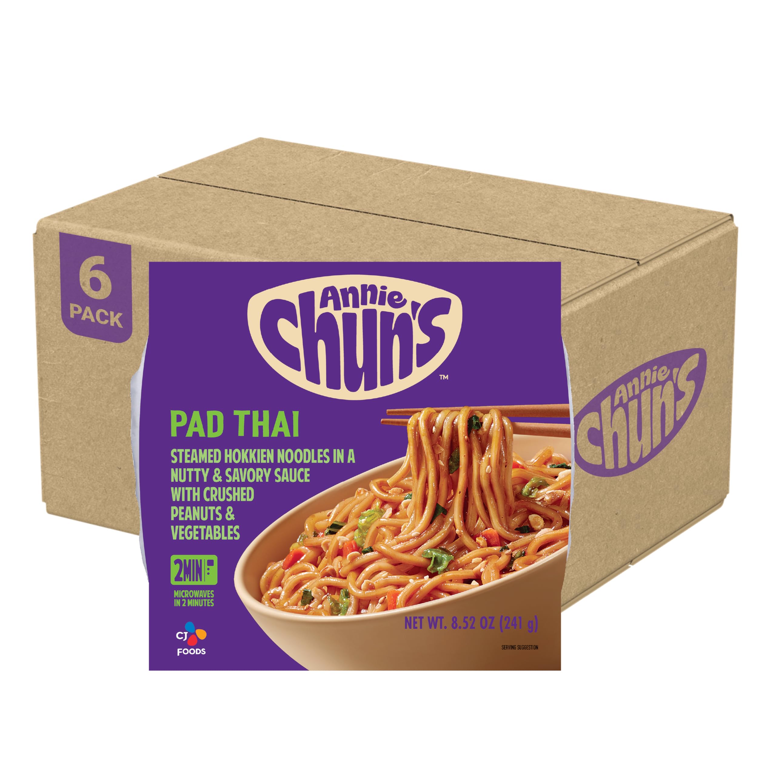 Annie Chun's Pad Thai Bowl steaming noodles for a quick flavorful meal